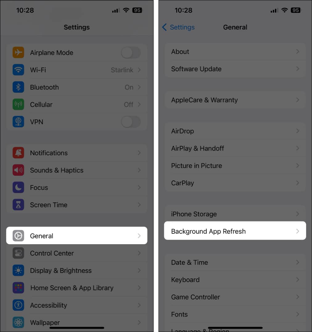 go to general background app refresh