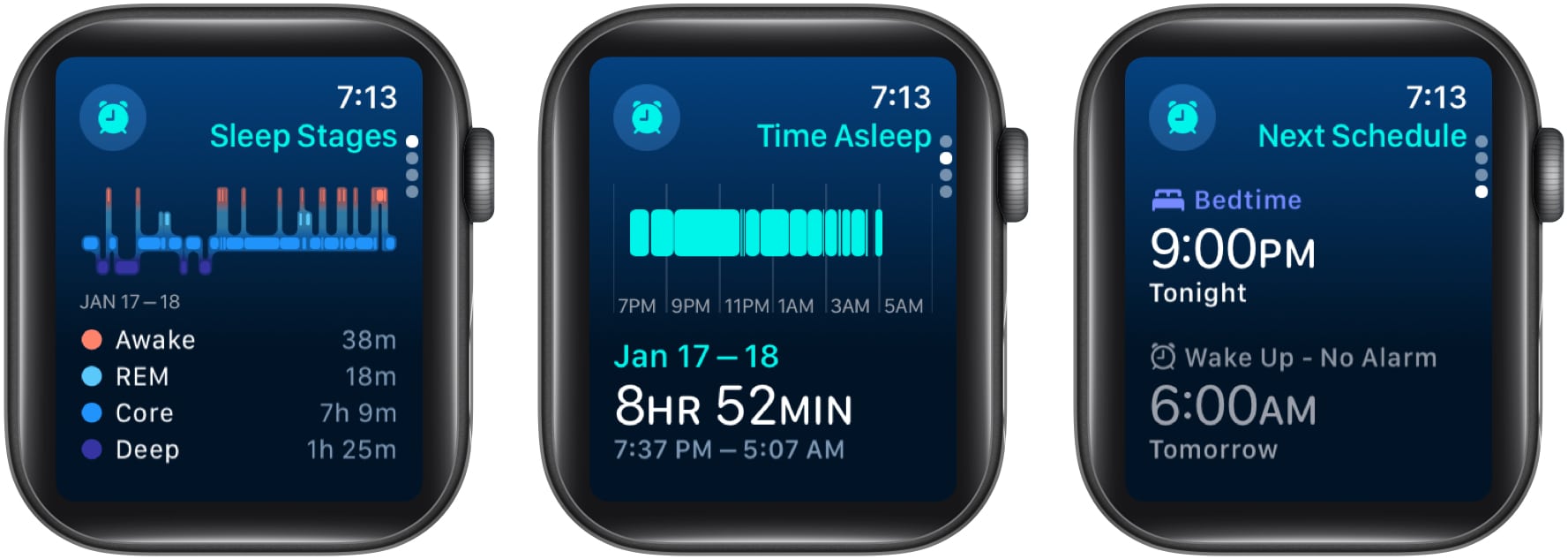 Open Sleep app see sleep data like Sleep Stages Time duration and Next Schedule