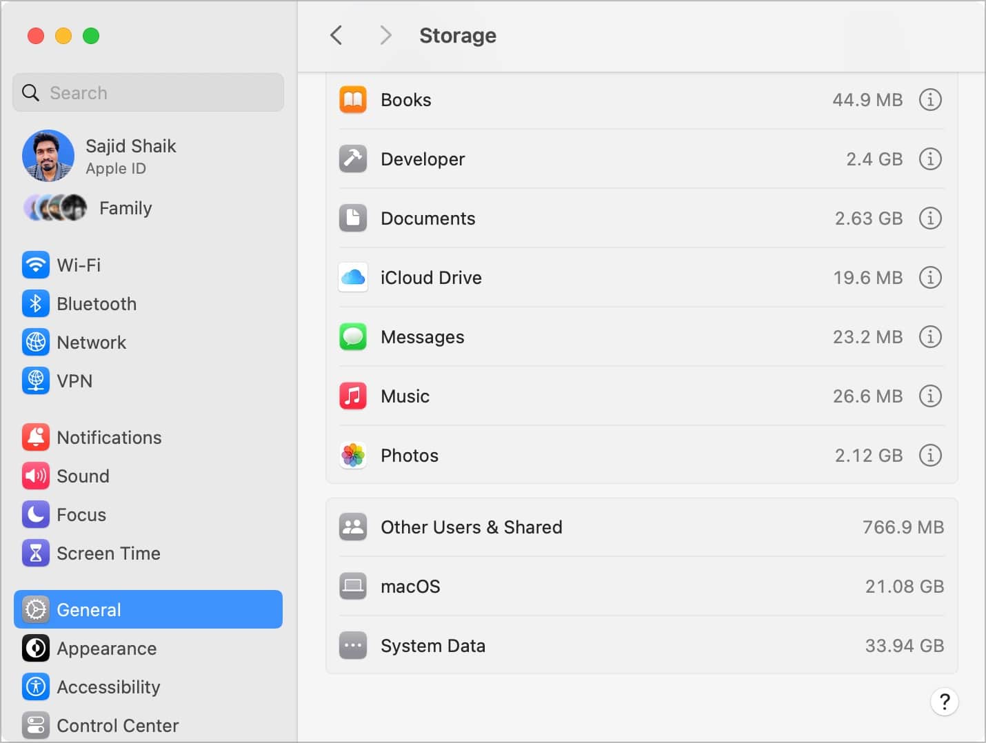 Other Users  Shared storage in System Settings on Mac