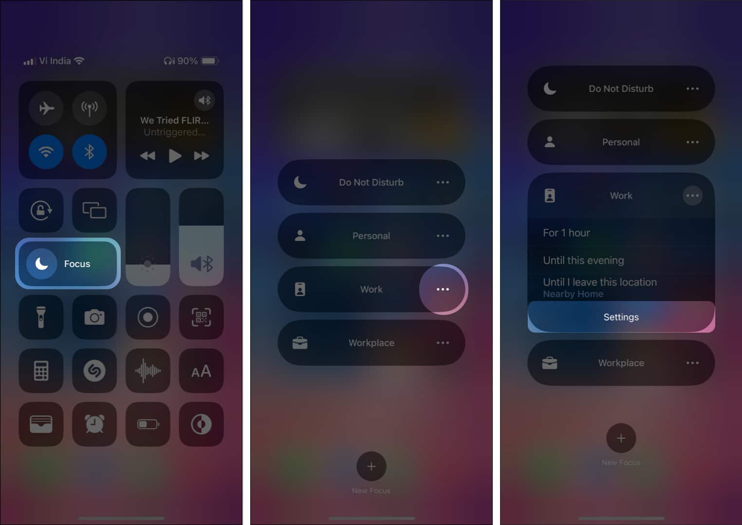 go to focus mode settings