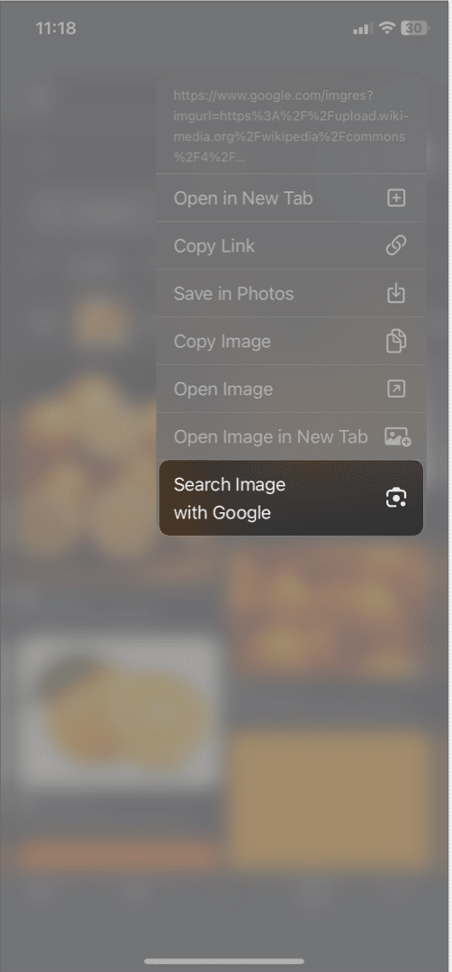 long press a photo tap search image with Google in chrome