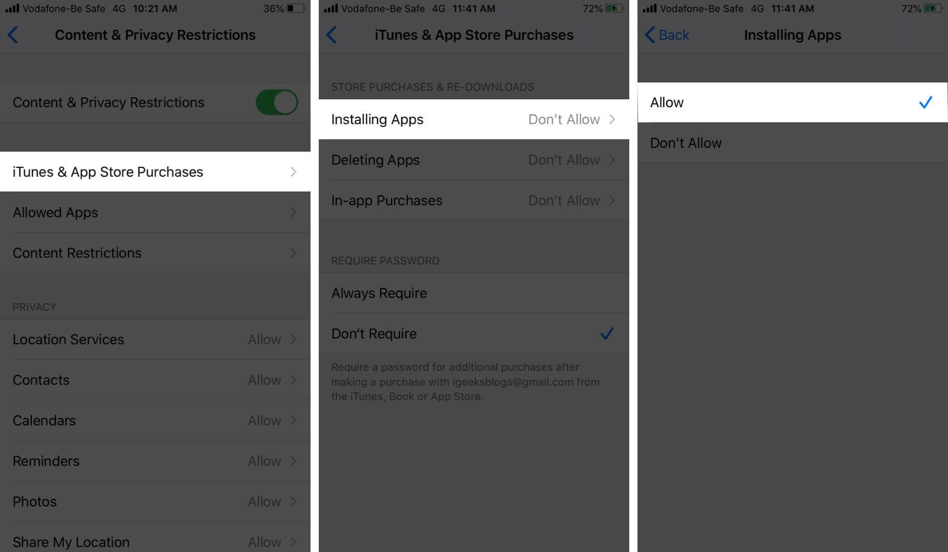 Allow Installing Apps in iTunes  App Store Purchases on iPhone