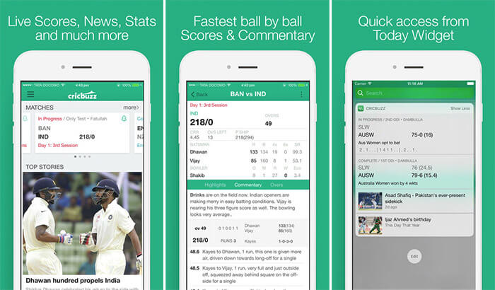 Cricbuzz iphone app screenshot Cricbuzz iPhone App Screenshot