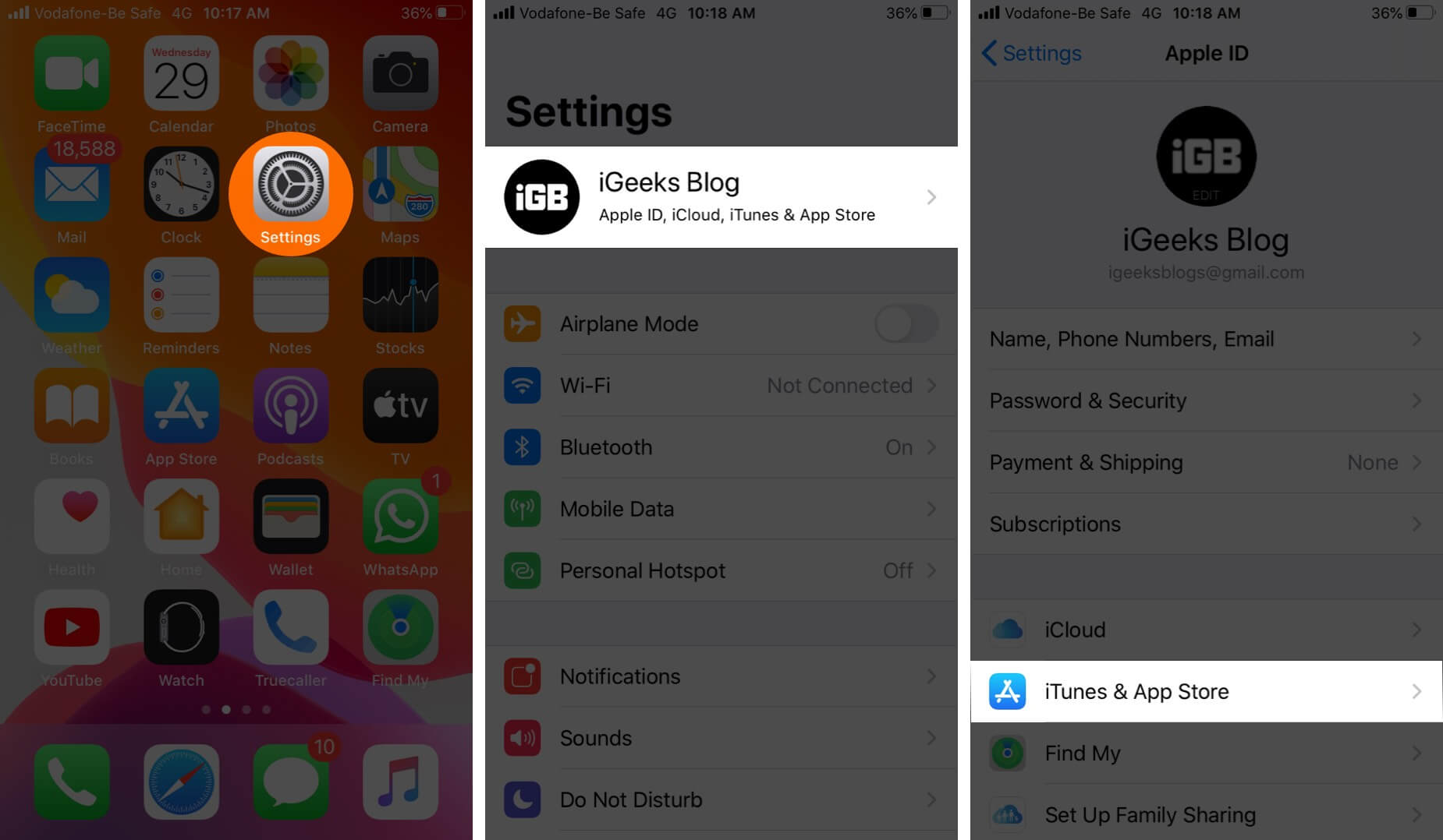 Open Settings Tap on Profile and Tap on iTunes  App Store
