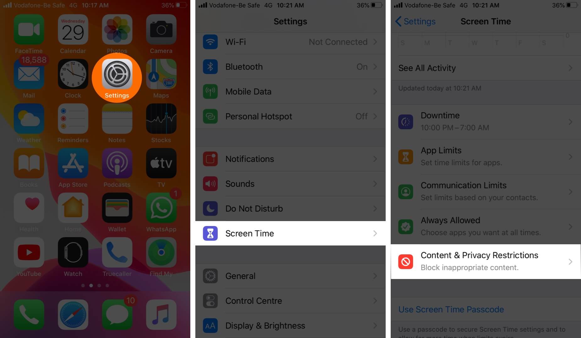 Open Settings Tap on Screen Time and Then Tap on Content  Privacy Restrictions