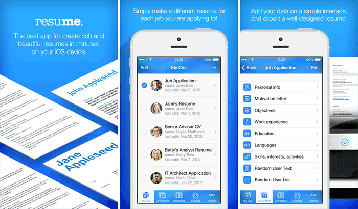Resume Maker  Pro CV Designer iPhone and iPad App