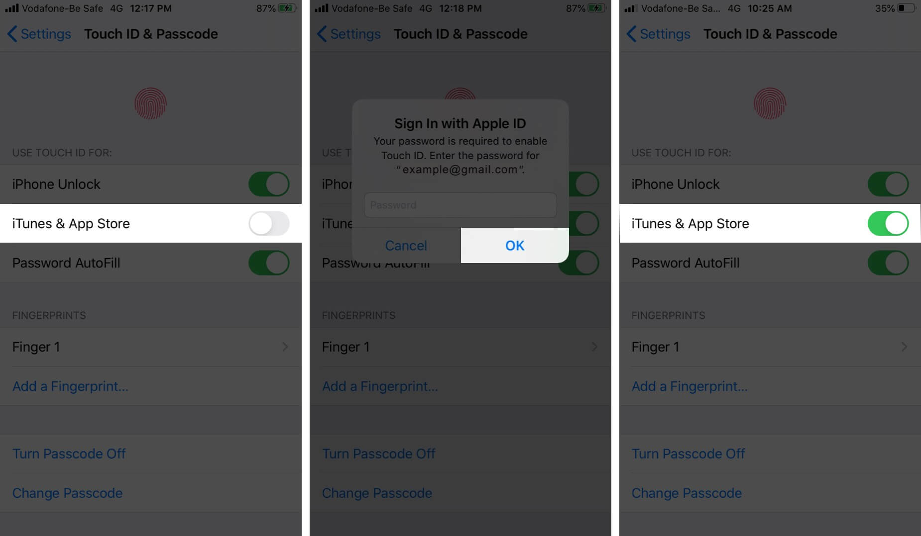 Turn On iTunes  App Store in Touch ID  Passcode on iPhone