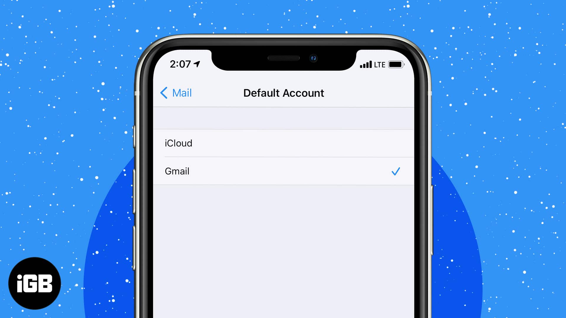 How to change default email account on iphone