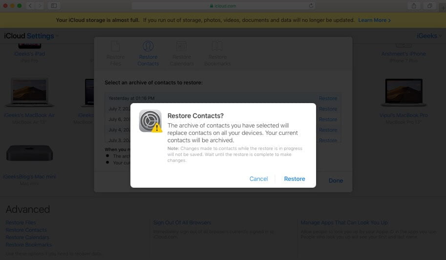 restore deleted iphone contacts from icloudcom