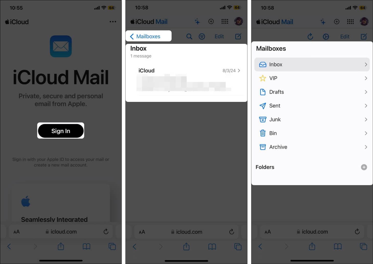 Open iCloud website select Sign In provide the two factor authentication you will see the email and alternatively under Mailboxes you can access other mail folders