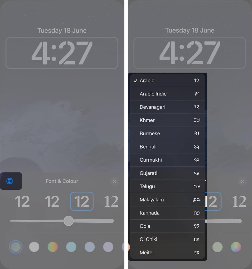 Change numeral style on iPhone lock screen