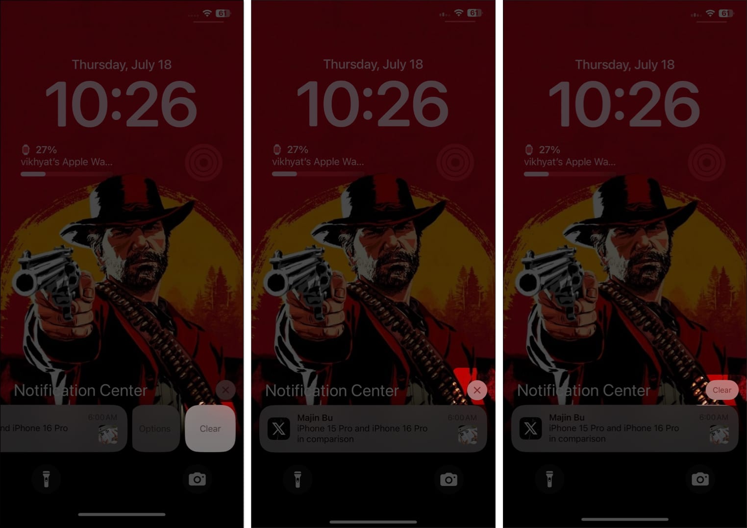 Clear button in iPhone Notification Center to clear notifications