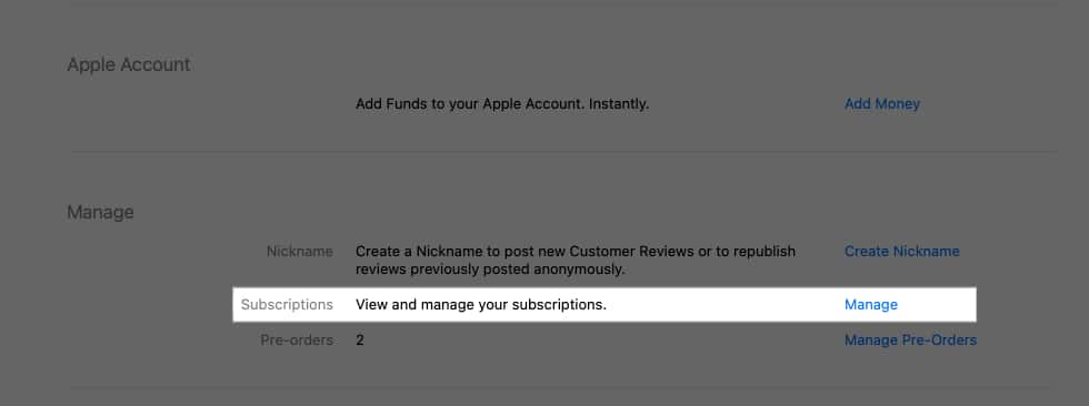 Manage button for managing subscriptions in the Mac App Store