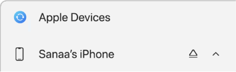 Selecting iPhone in the Apple Devices app