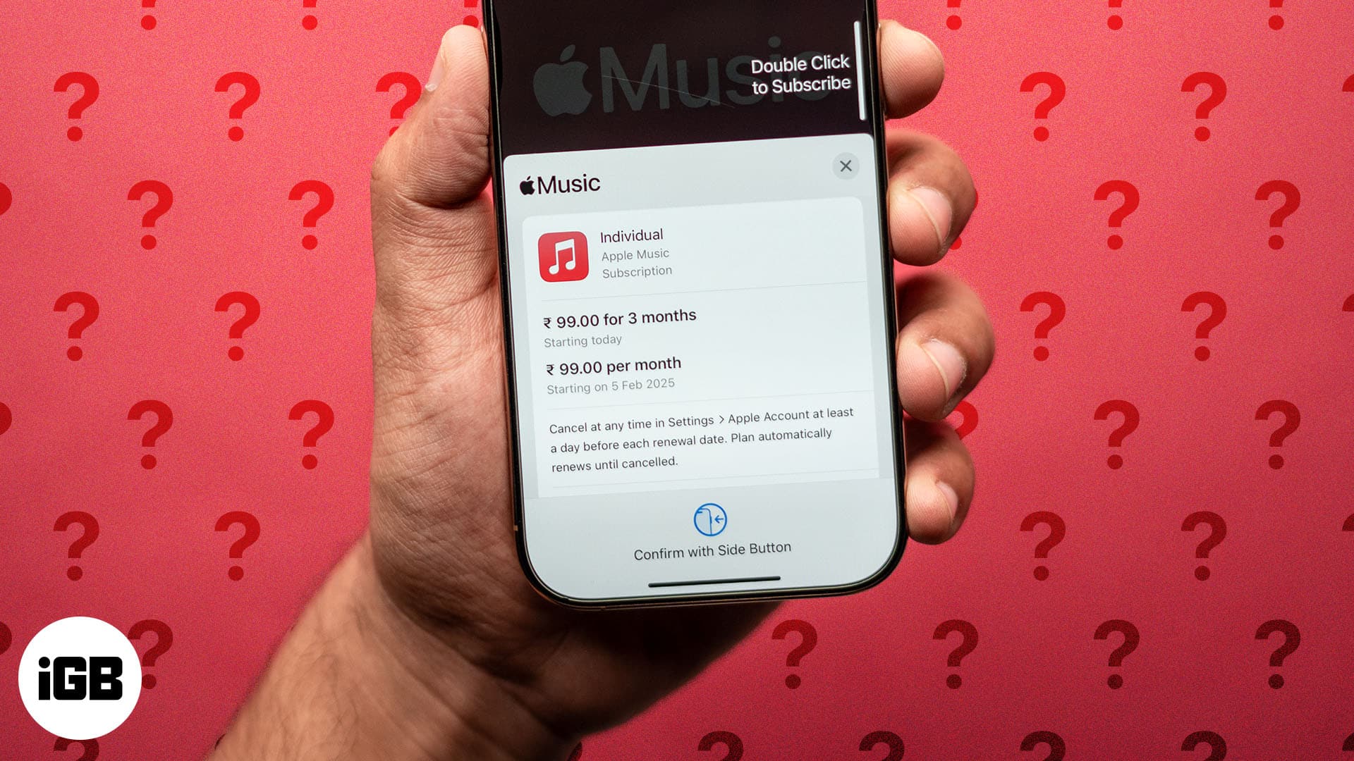 How much is an Apple Music subscription Apple Music subscription purchase screen on an iPhone
