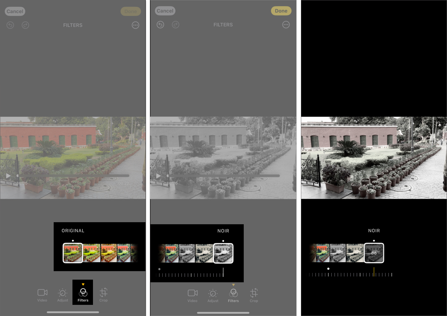Adding a filter in a video on iPhone