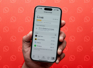 Clearing WhatsApp data storage on iPhone.