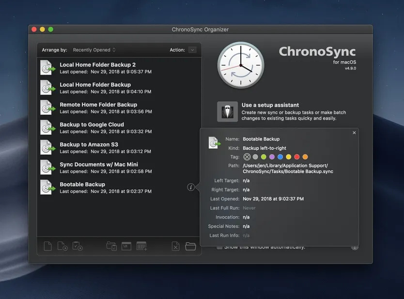 ChronoSync Mac backup software