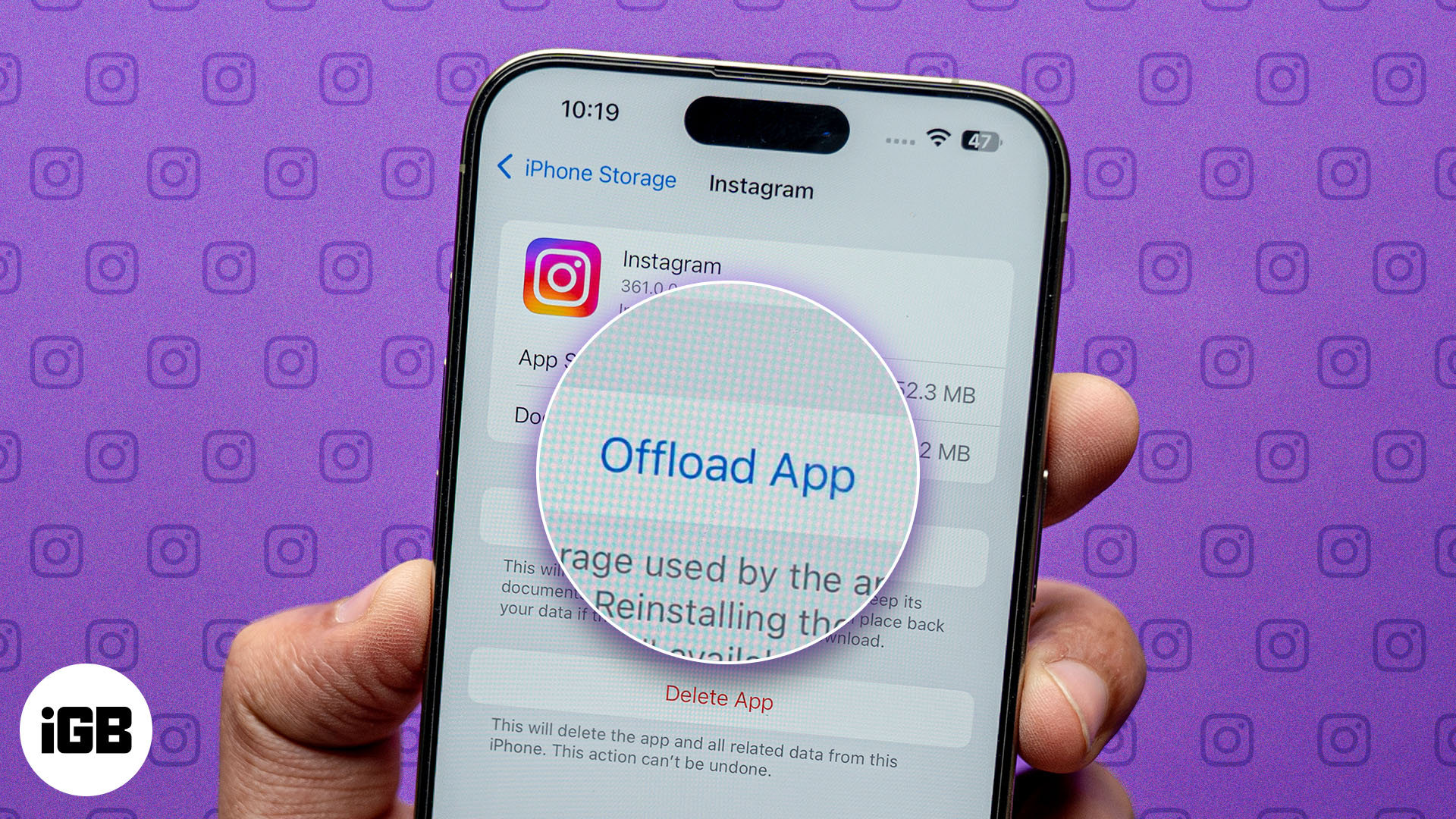 How to clear Instagram cache on iPhone 2025 guide Using the Offload App option to clear Instagram cache on an iPhone