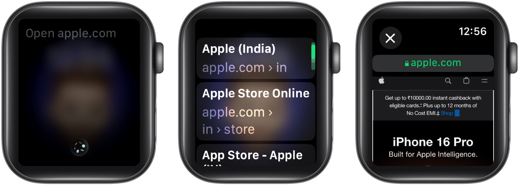 Using Siri to open a website on Apple Watch