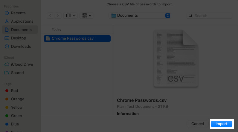 Import your old passwords into Passwords app