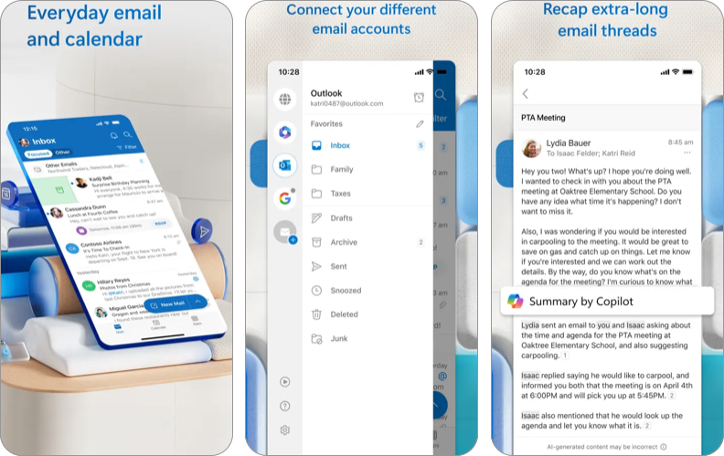 outlook email app for iPhone and iPad