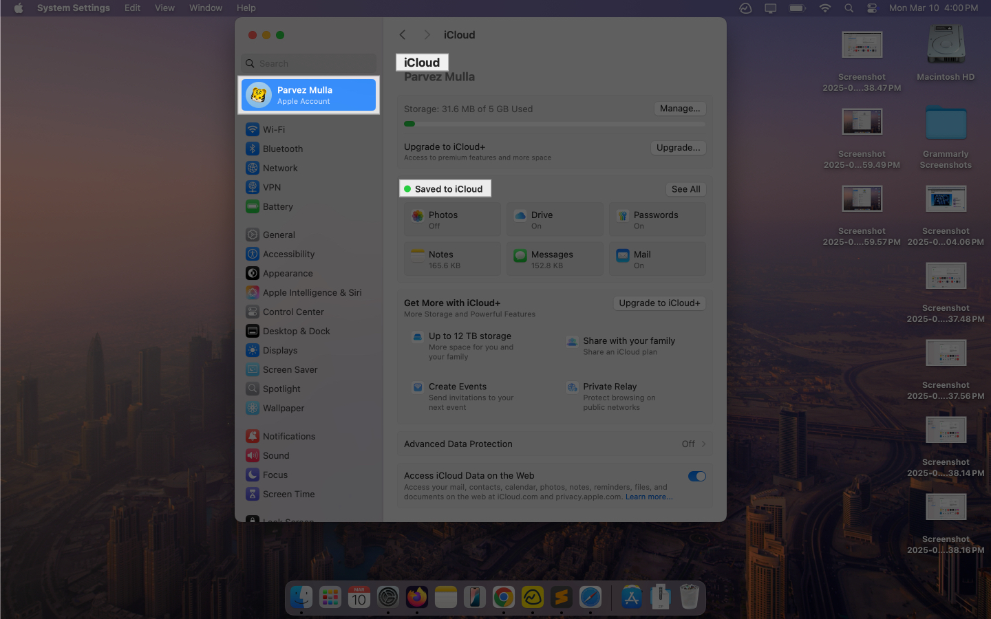 Viewing items saved to iCloud on a Mac