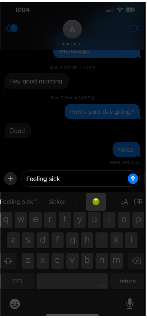 Using predictive emoji on an iPhone keyboard
