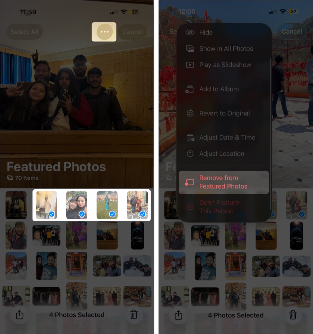 How to remove photos from featured photos