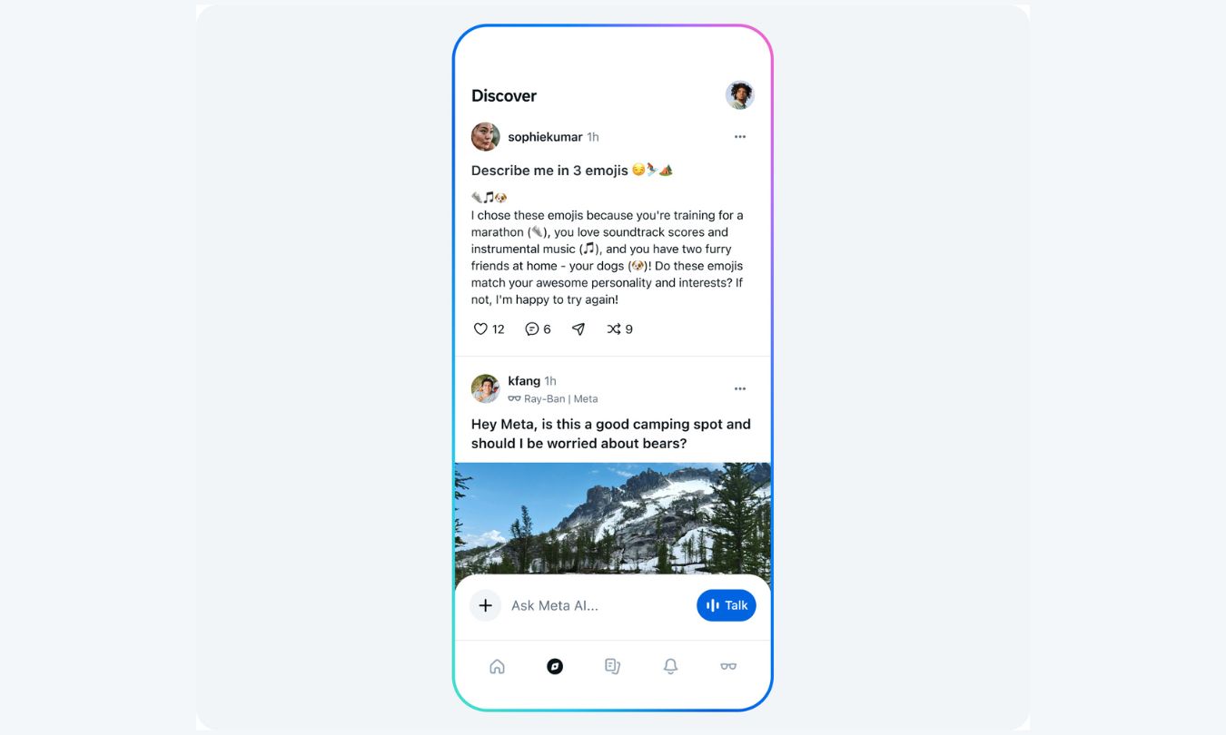 Meta AI App   Discover Feed