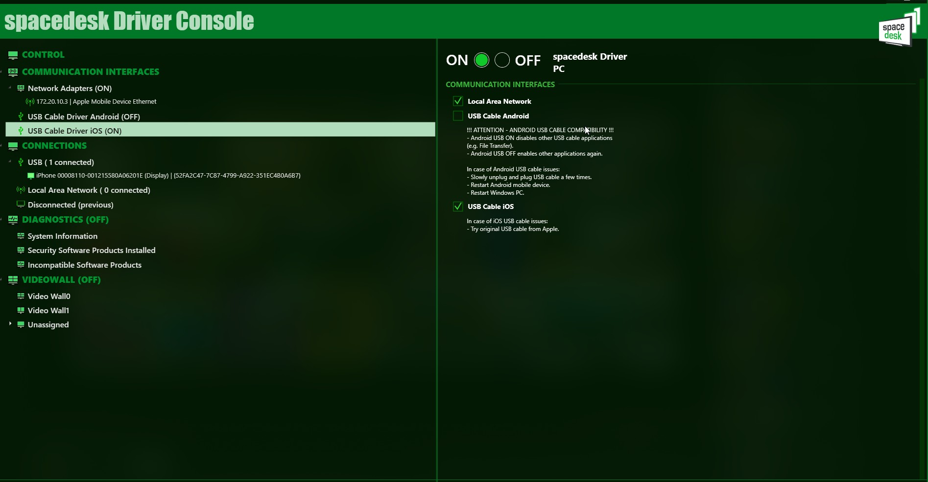 Using Space to turn an iPad into a second display for a Windows PC