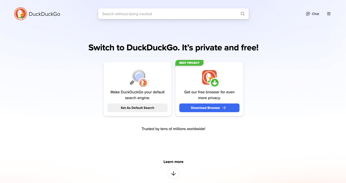 Open browser and go to DuckDuckGo website