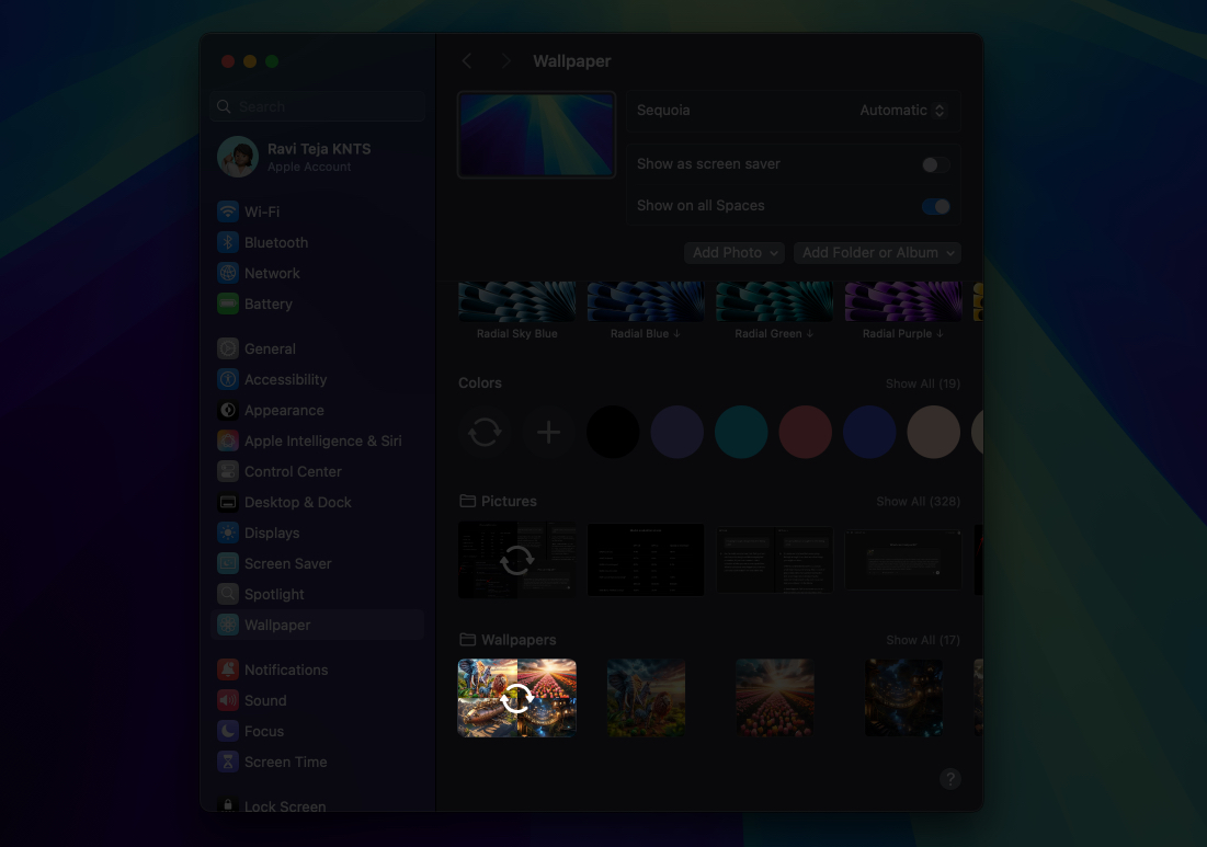 Selecting an image to apply auto rotating wallpapers to a Mac