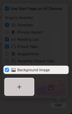 Safari'de Mac'te Arka Plan Görüntüsünü Etkinleştirme