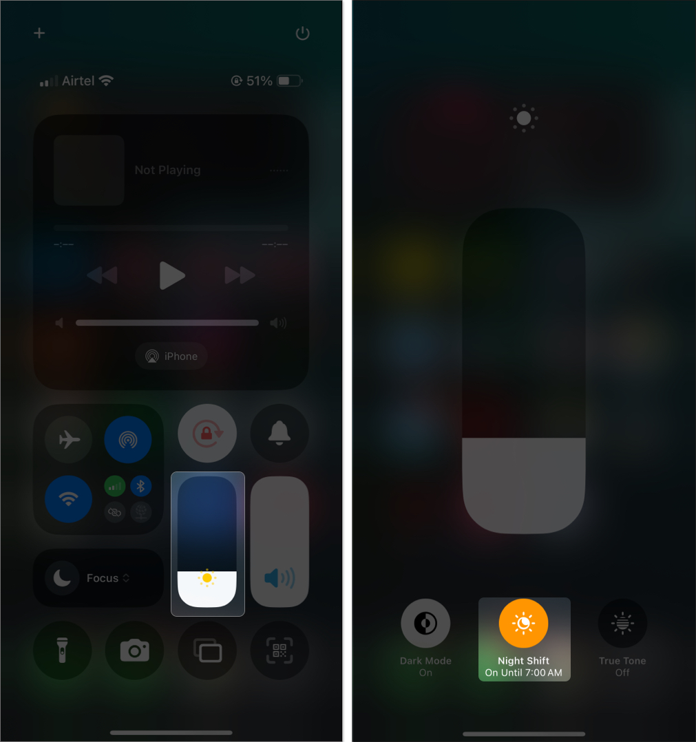 İPhone'daki Kontrol Merkezi'nden gece vardiyası modunda geçiş yapın