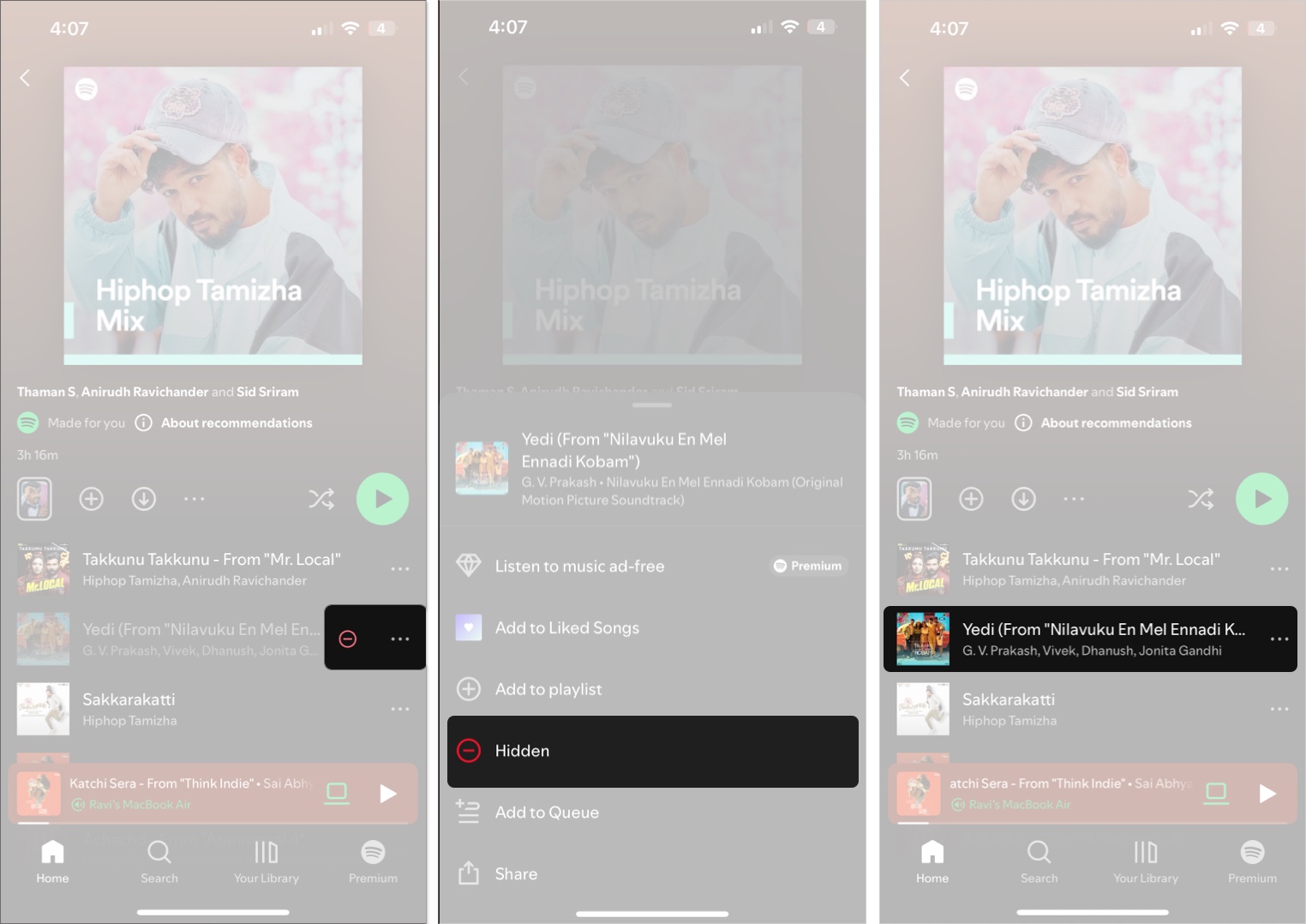 Spotify'da bir iPhone'da gizli bir şarkı zor