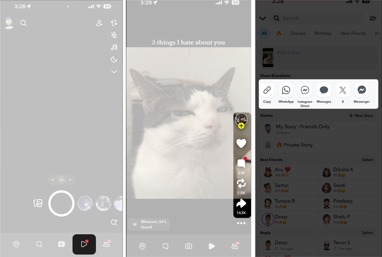 Åtkomst till och tittar på spotlight -videor i Snapchat -appen på en iPhone