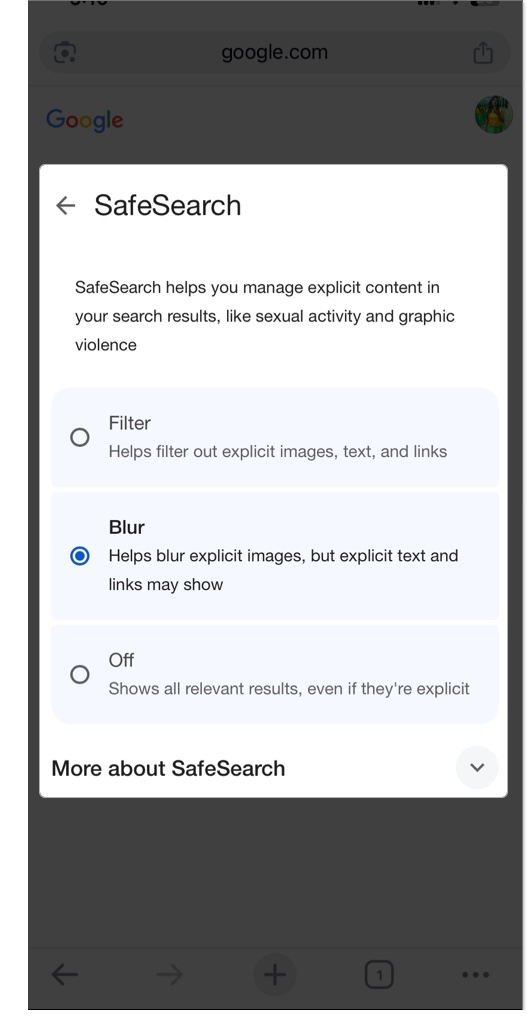 Justera SafeSearch på Google Browser -inställningar