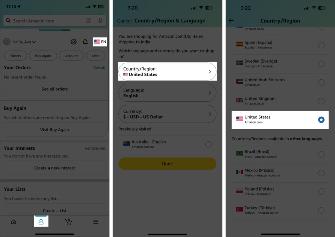 How to Change Country on Amazon – iPhone, Android, and Web - How To Change Country On Amazon App On Iphone