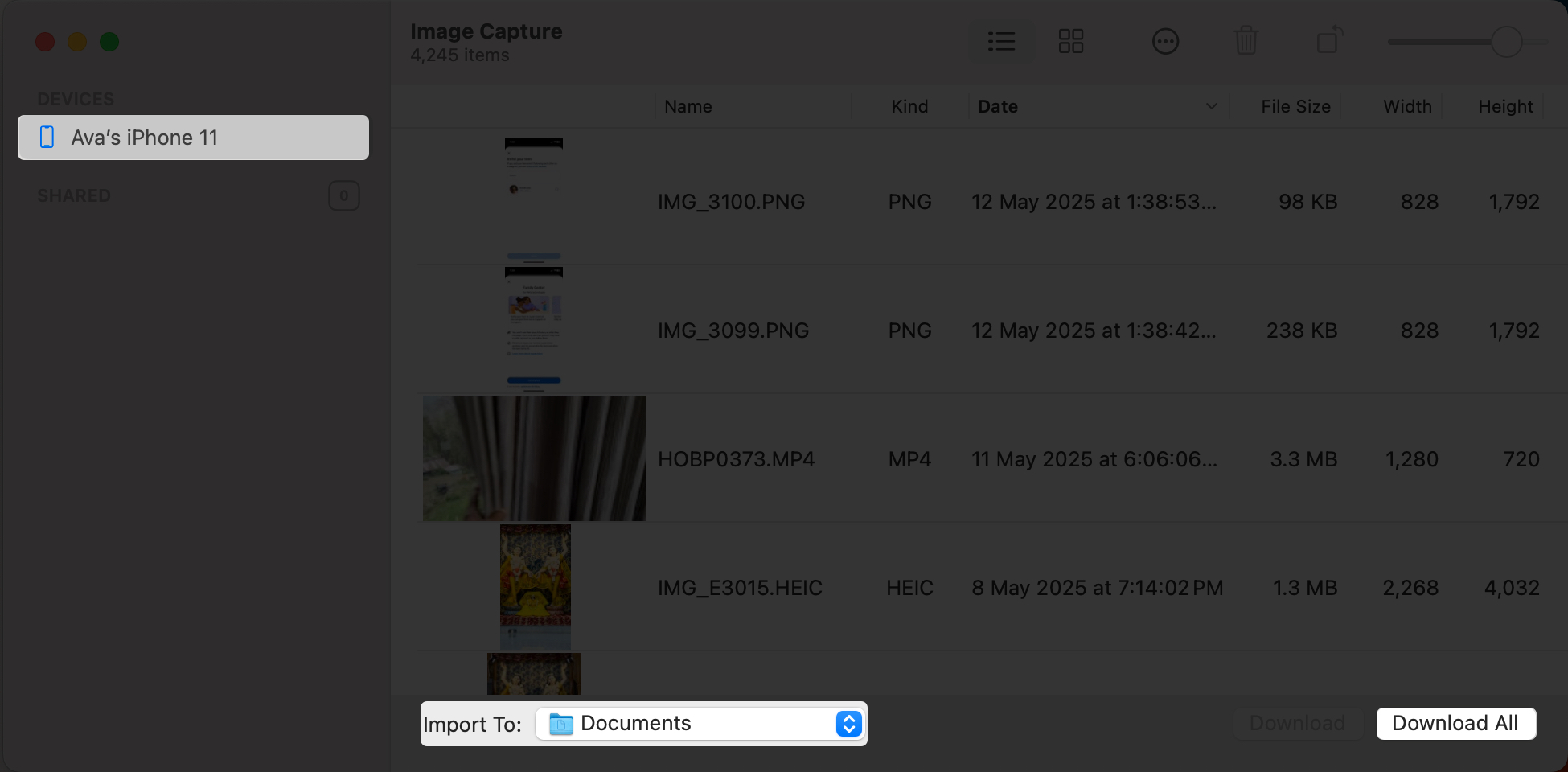 Download selected photos and videos via image capture on Mac