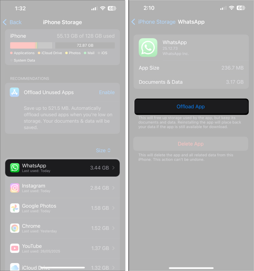 Avlasta whatsapp på en iPhone