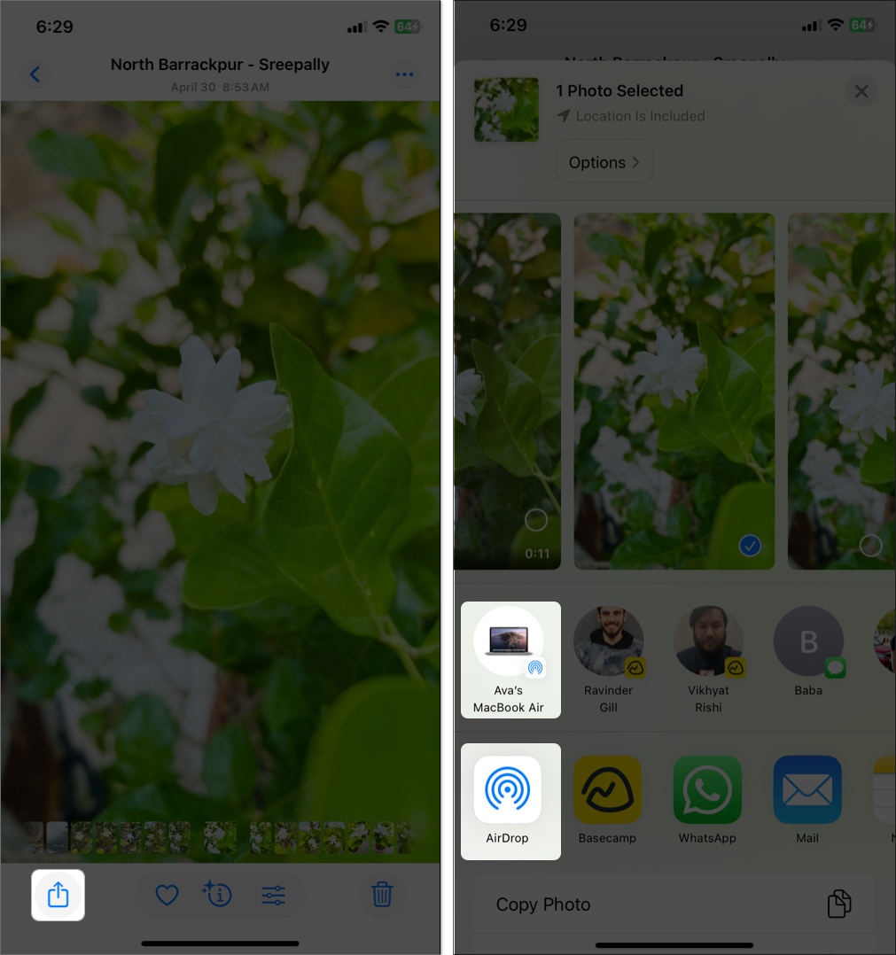 Share media iPhone to Mac using Airdrop