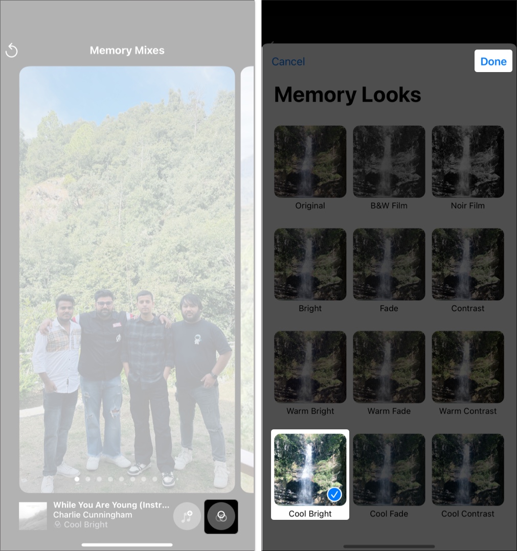 Tryck på tre överlappande cirklar och välj filter på Photos App iPhone