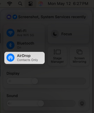 Turning on Airdrop on Mac
