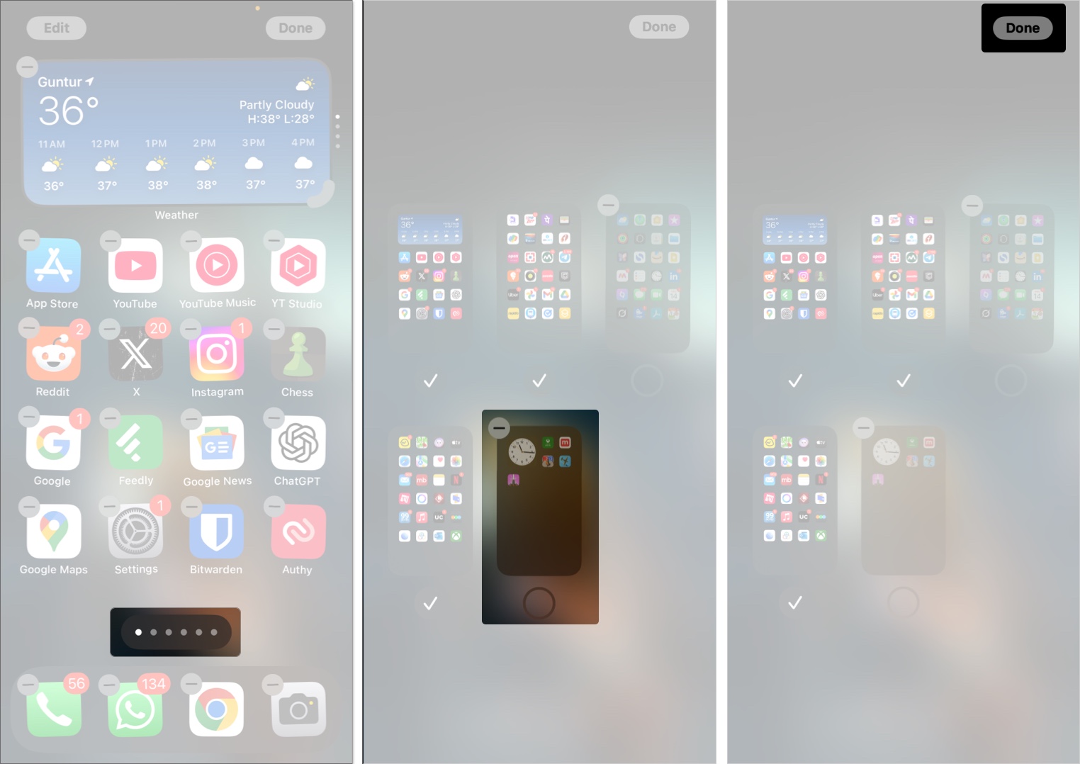 Avmarkeringssidor på en iPhone för att dölja dem