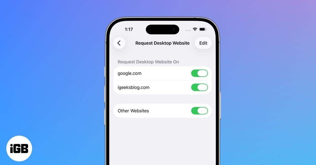 Request the desktop site on iphone