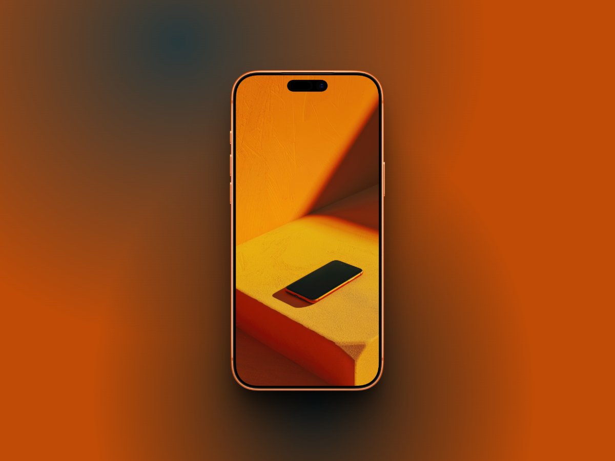 Iphone on an orange background