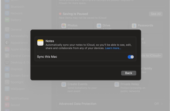 Turn icloud notes off on mac