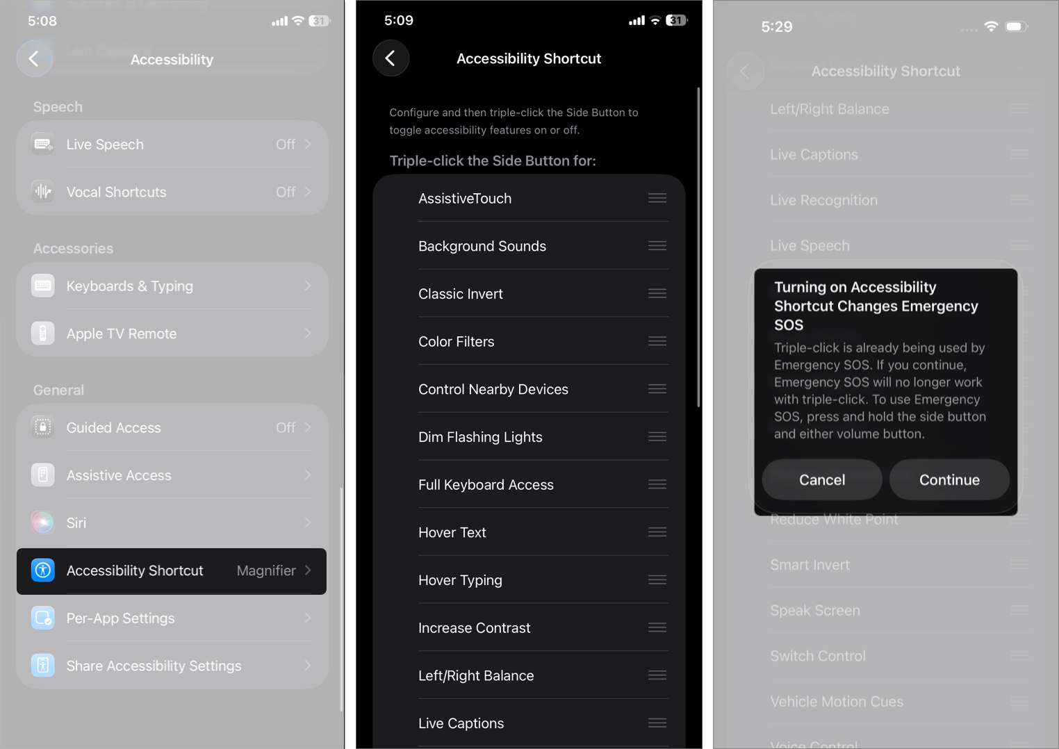 Customize accessibility shortcuts on iphone
