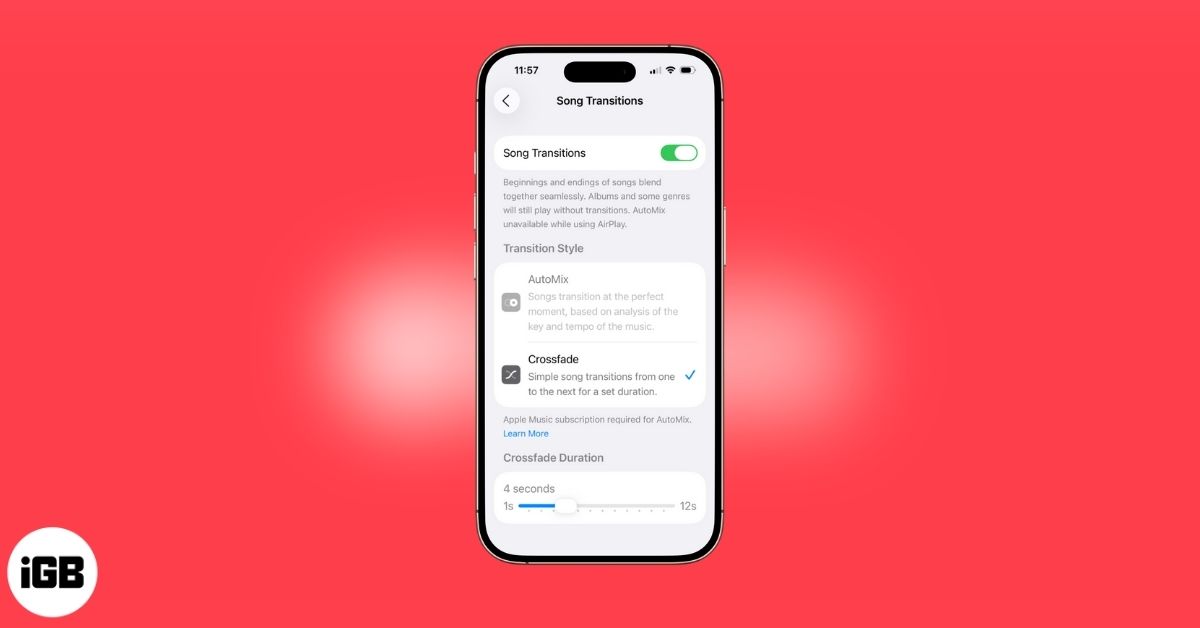 Enable Crossfade in Apple Music